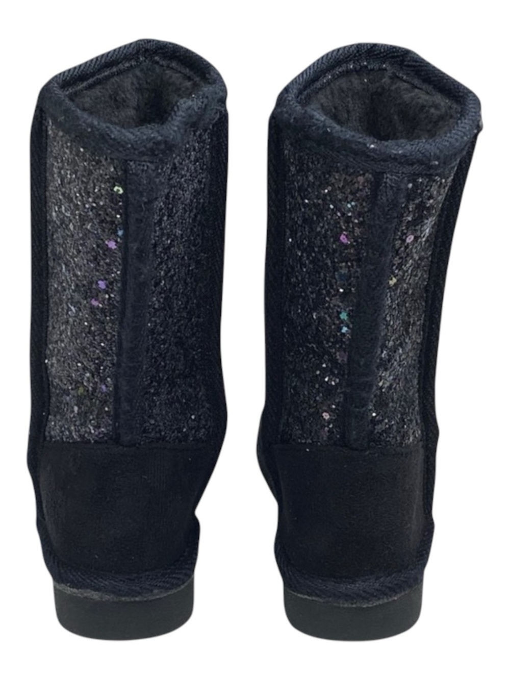 new Fab Kids ❁ JustFab FabKids Glitter Fuzzy Ugg Boot Boots ❁ Black ❁ 7 Toddler - Picture 4 of 16